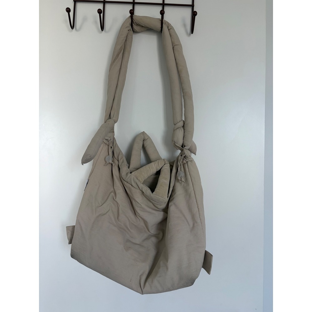 Olend Ona Soft Bag Puffy Crossbody Shoulder Bag Sand Beige Adjustable Knotted